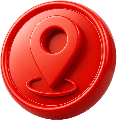 a glassy gps/location red icon