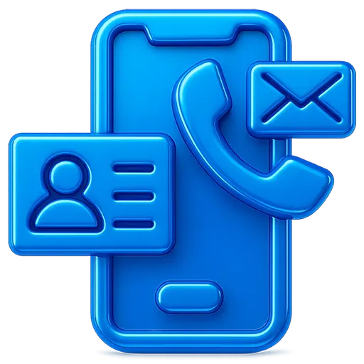 آیکون سه بعدی براق موبایل و گوشی تلفن و ایمیل