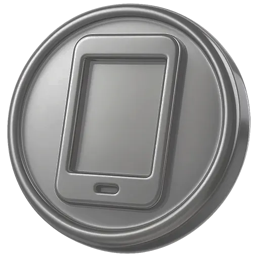 a glassy 3d mobile icon, gray